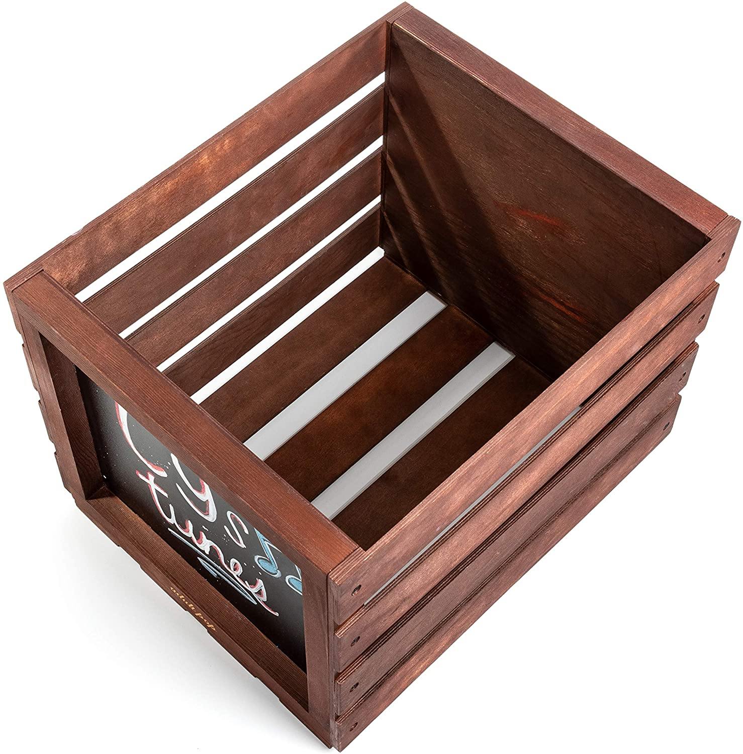 Chalkboard Vinyl Record Storage Crate (Matte Black) - JOY2ESpree
