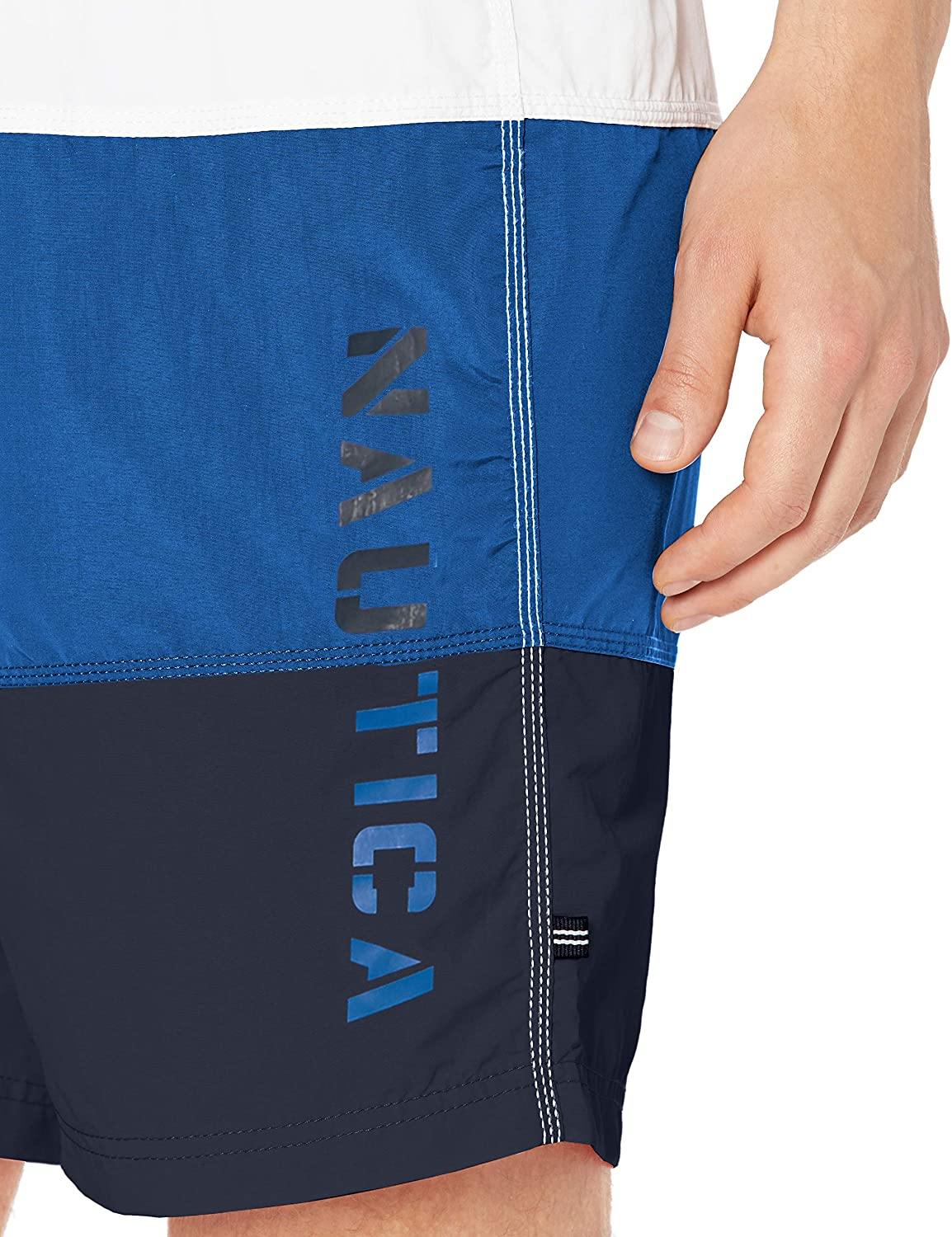 Nautica Men's Quick Dry Classic Logo Tri-Block Series Swim Trunk - JOY2ESpree