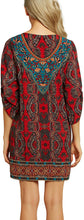 
                        
                          Load image into Gallery viewer, Women Bohemian Neck Tie Vintage Printed Ethnic Style Summer Shift Dress
                        
                      