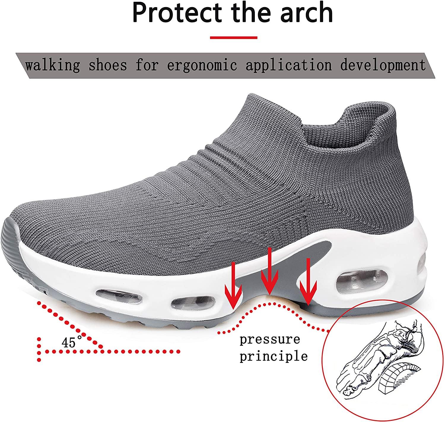 PDBQ Women's Walking Shoes Sock Sneakers Mesh Slip On Air Cushion Nurse Shoes Platform Loafers Breathable Lightweight Comfortable Socks Shoes