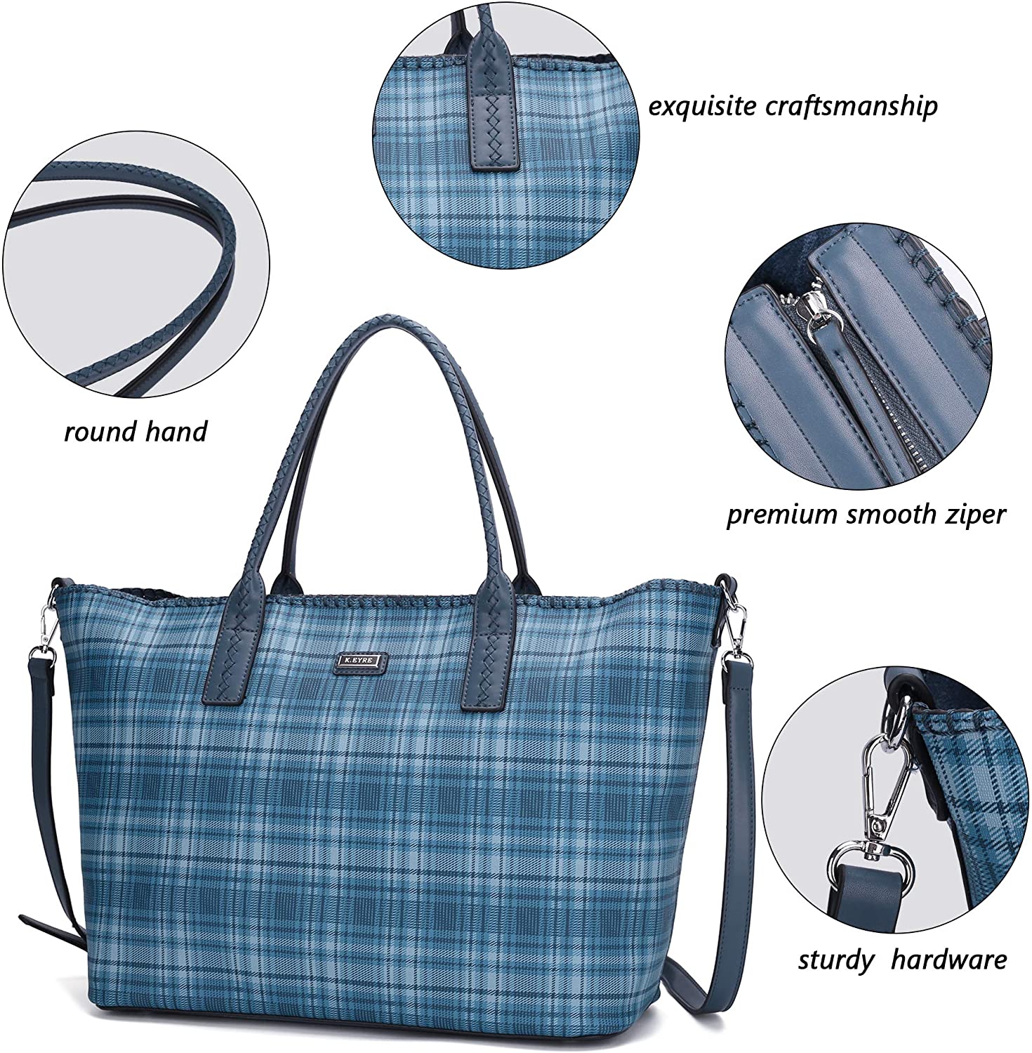 K.EYRE Women's Soft Faux Leather Tote Bag Purse Handbags Wallet Tote Shoulder Bag Purse Large Capacity