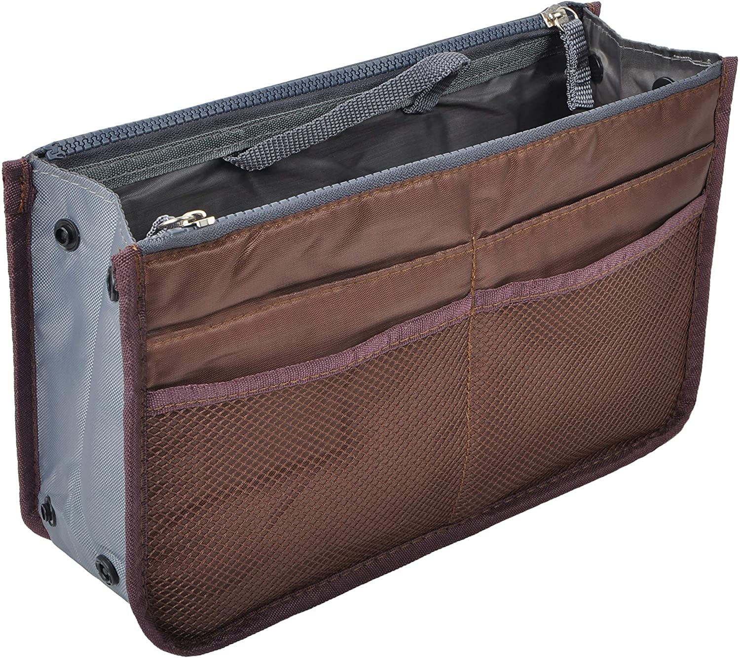 Vercord Purse Organizer Insert for Handbags Bag Organizers Inside Tote Pocketbook Women Nurse Nylon 13 Pockets Black Medium