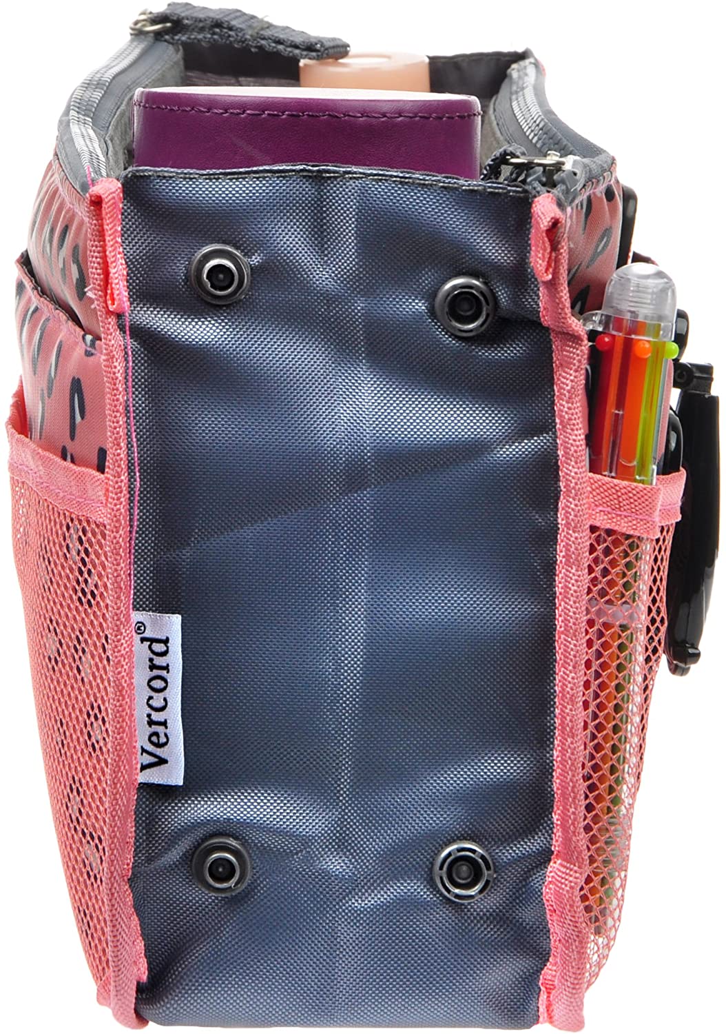Vercord Purse Organizer Insert for Handbags Bag Organizers Inside Tote Pocketbook Women Nurse Nylon 13 Pockets Black Medium