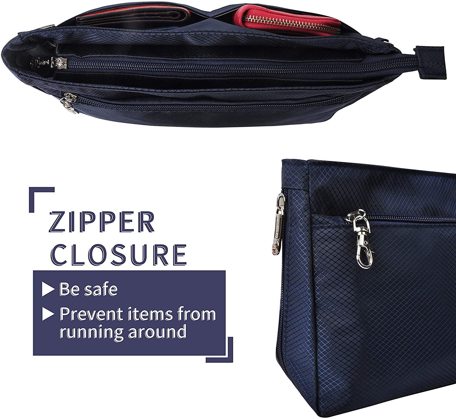 Vercord Expandable Nylon Handbag Purse Organizer Insert Liner Shaper Bag