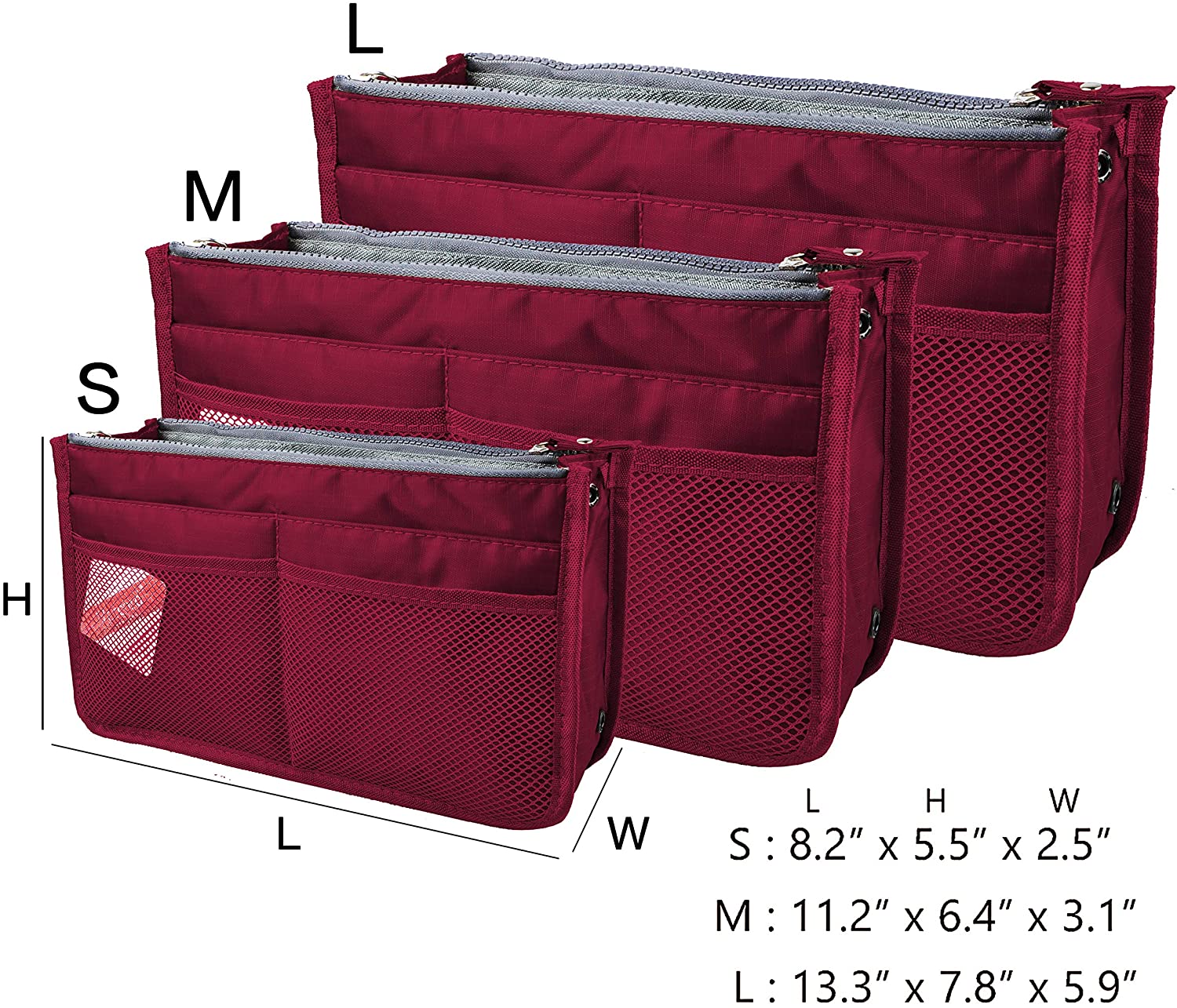 Vercord Updated Purse Handbag Organizer Insert Liner Bag in Bag 13 Pockets Purple Small