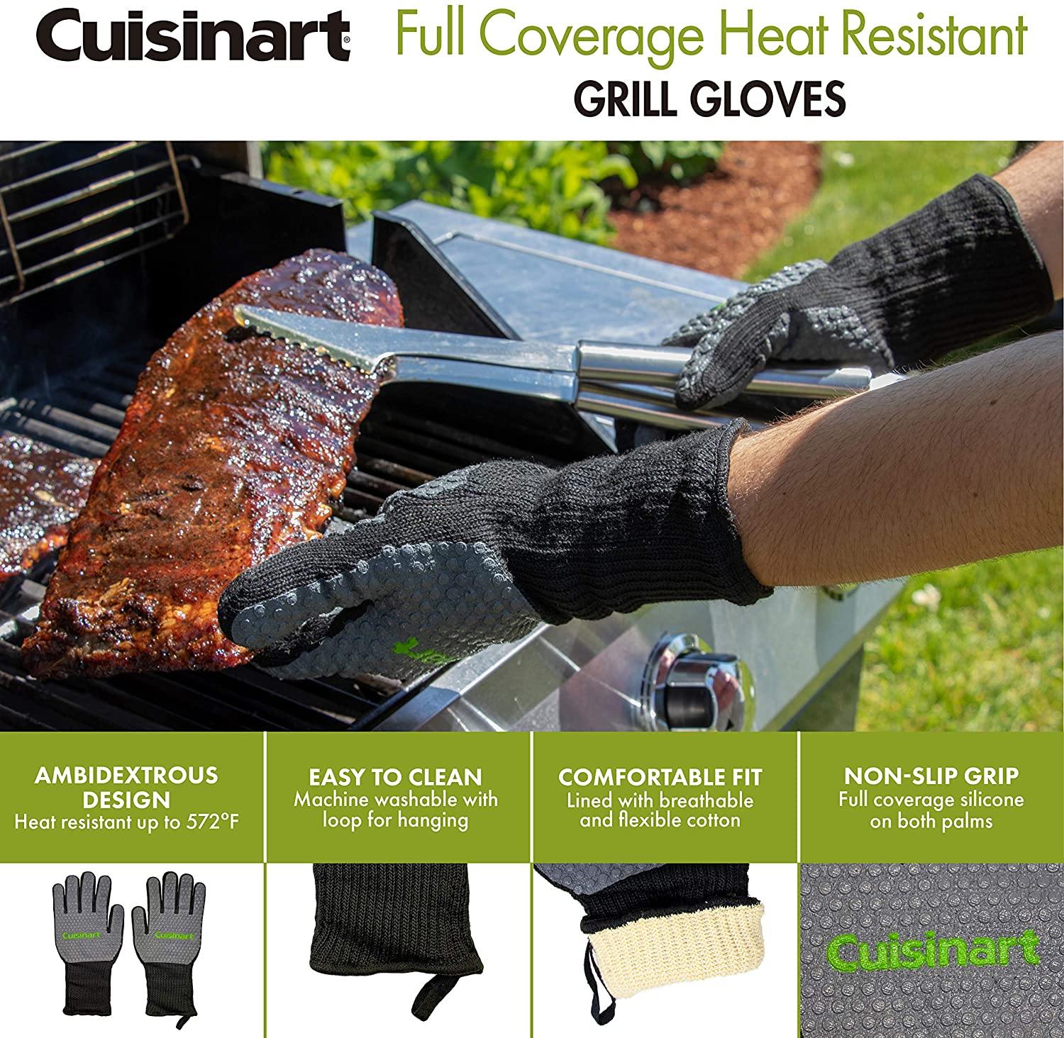 Cuisinart CGM-520 Heat Resistant Silicone Gloves, Black (2-Pack) - JOY2ESpree