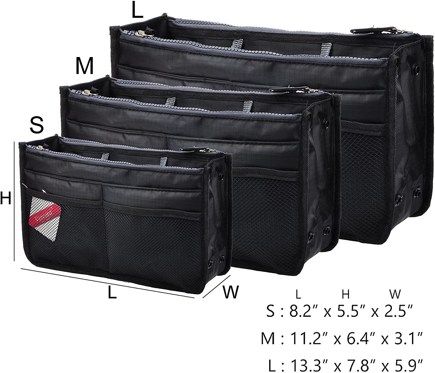 Vercord Updated Purse Handbag Organizer Insert Liner Bag in Bag 13 Pockets Purple Small