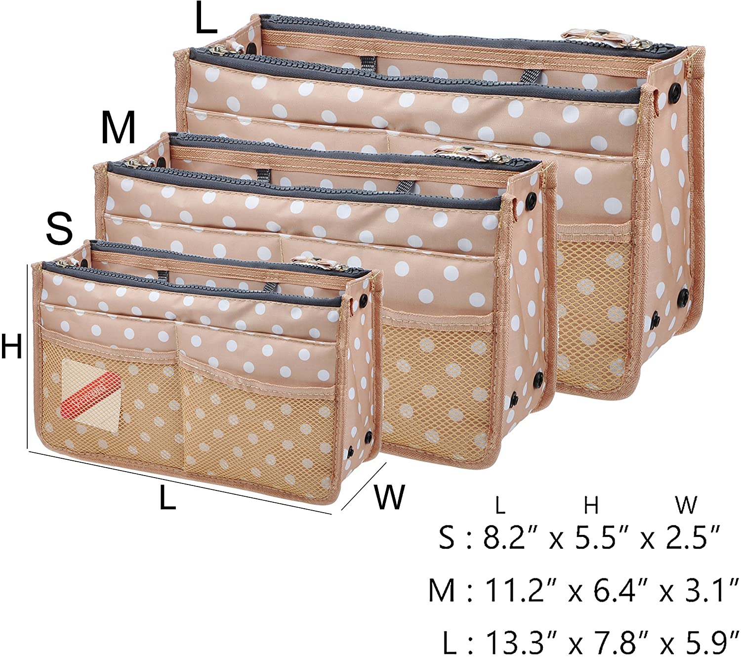 Vercord Updated Purse Handbag Organizer Insert Liner Bag in Bag 13 Pockets Purple Small