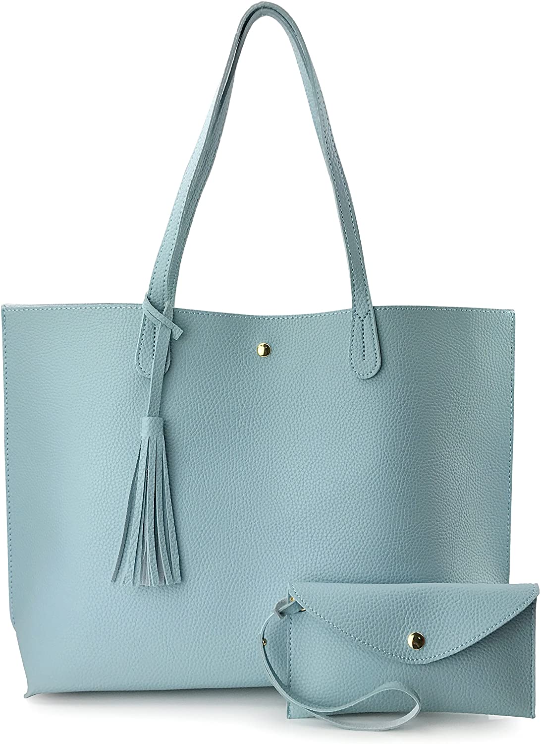 Minimalist Clean Cut Pebbled Faux Leather Tote Womens Shoulder Handbag
