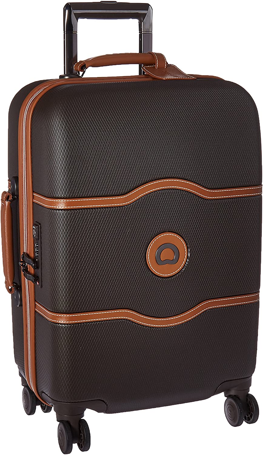 DELSEY Paris Chatelet Hardside Luggage with Spinner Wheels, Chocolate Brown, Checked-Large 28 Inch, with Brake