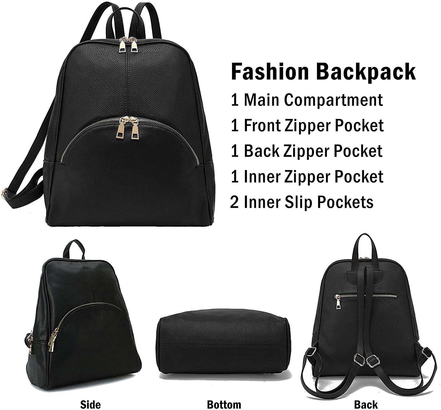 Scarleton Casual Fashion Backpack, Purses for women, Backpack for Women, Fashion Backpack for Women, H160801 - Black