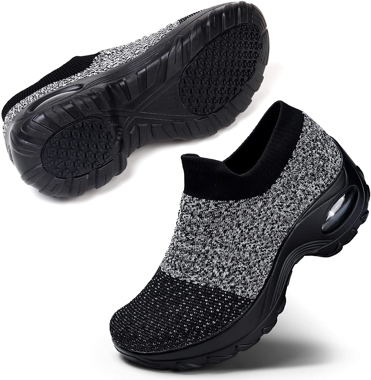 STQ Slip On Breathe Mesh Walking Shoes Women Fashion Sneakers Comfort Wedge Platform Loafers