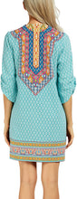 
                        
                          Load image into Gallery viewer, Women Bohemian Neck Tie Vintage Printed Ethnic Style Summer Shift Dress
                        
                      