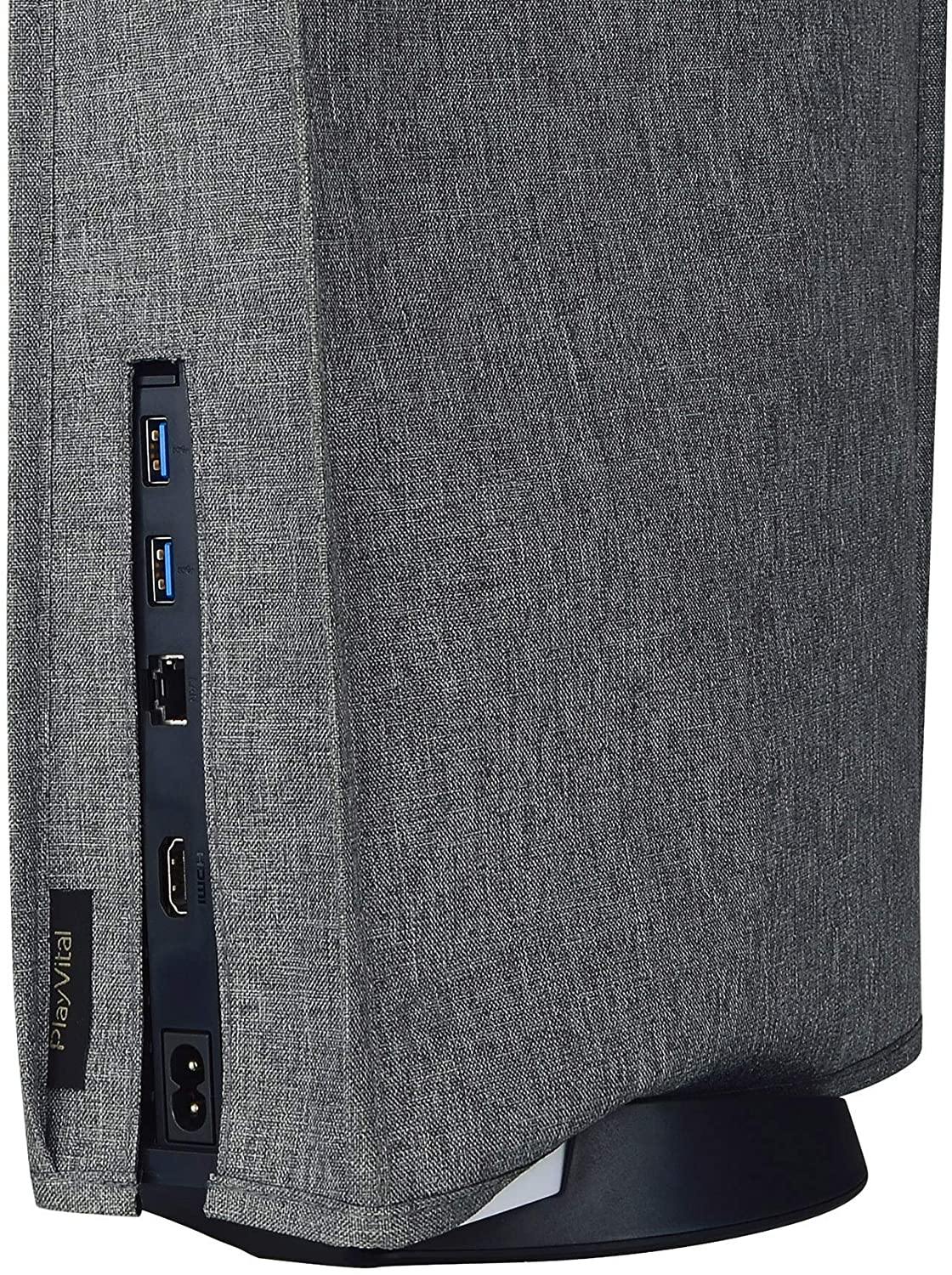 PlayVital Gray Nylon PS5 Dust Cover, Soft Neat Lining Dust Guard for DualSense 5 Console - JOY2ESpree