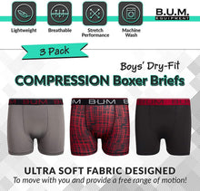 
                        
                          將圖片載入圖庫檢視器 B.U.M. Equipment Boys Performance Dry-Fit Compression Boxer Briefs (3 Pack) - JOY2ESpree
                        
                      