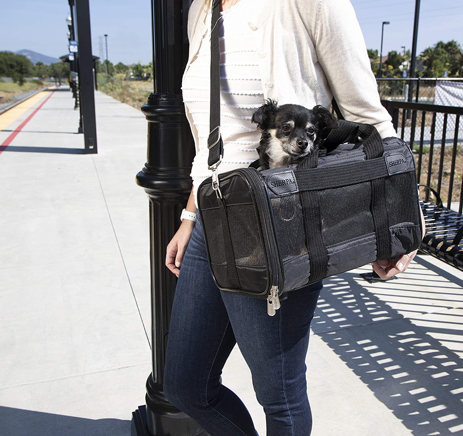 Sherpa Original Deluxe Airline Approved Pet Carrier, Medium, Black