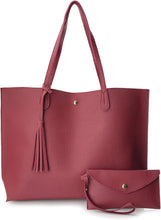 
                        
                          Load image into Gallery viewer, Minimalist Clean Cut Pebbled Faux Leather Tote Womens Shoulder Handbag
                        
                      