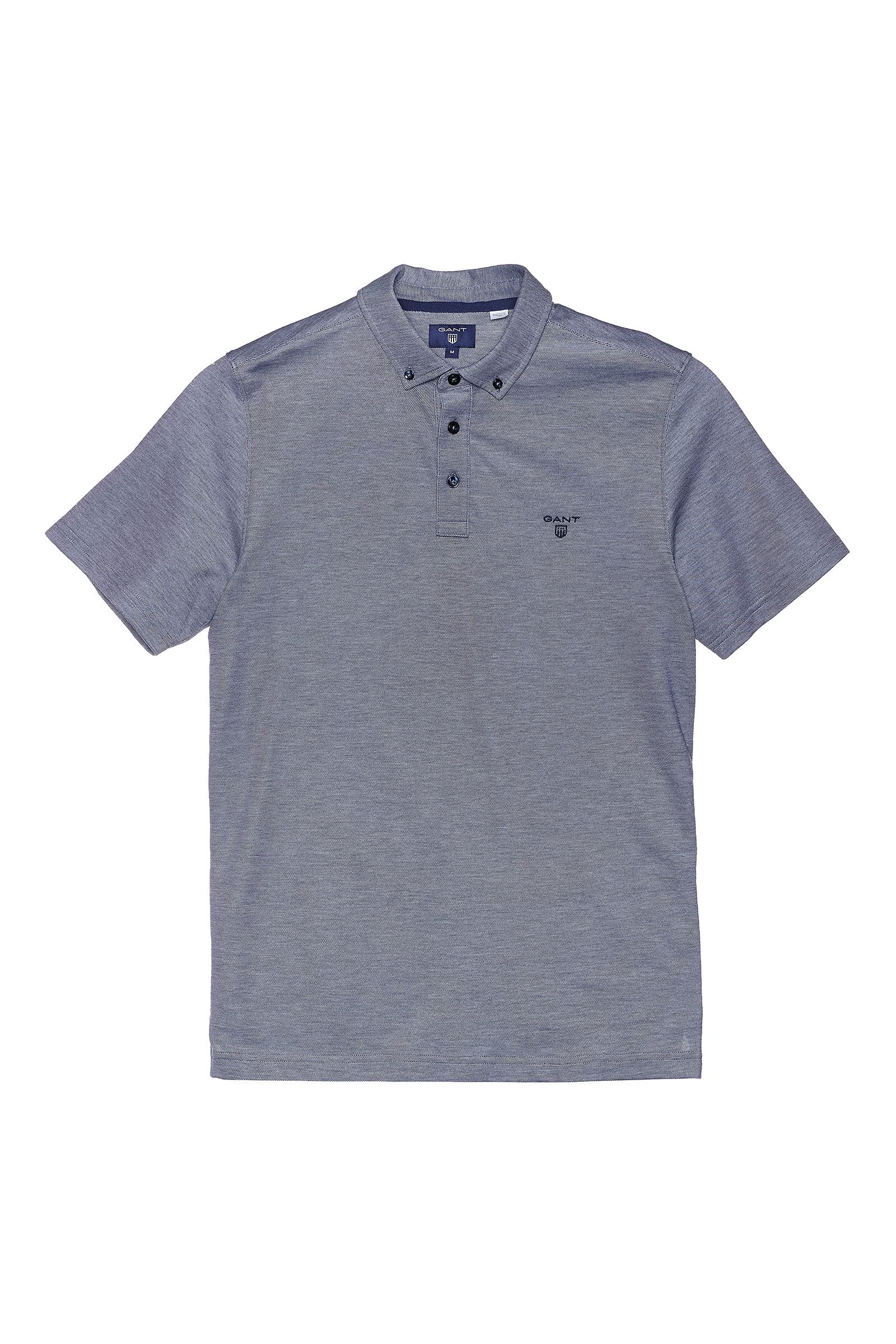 GANT Men's Oxford Pique Short Sleeve Rugger Polo (222181), Medium, Persian Blue - JOY2ESpree