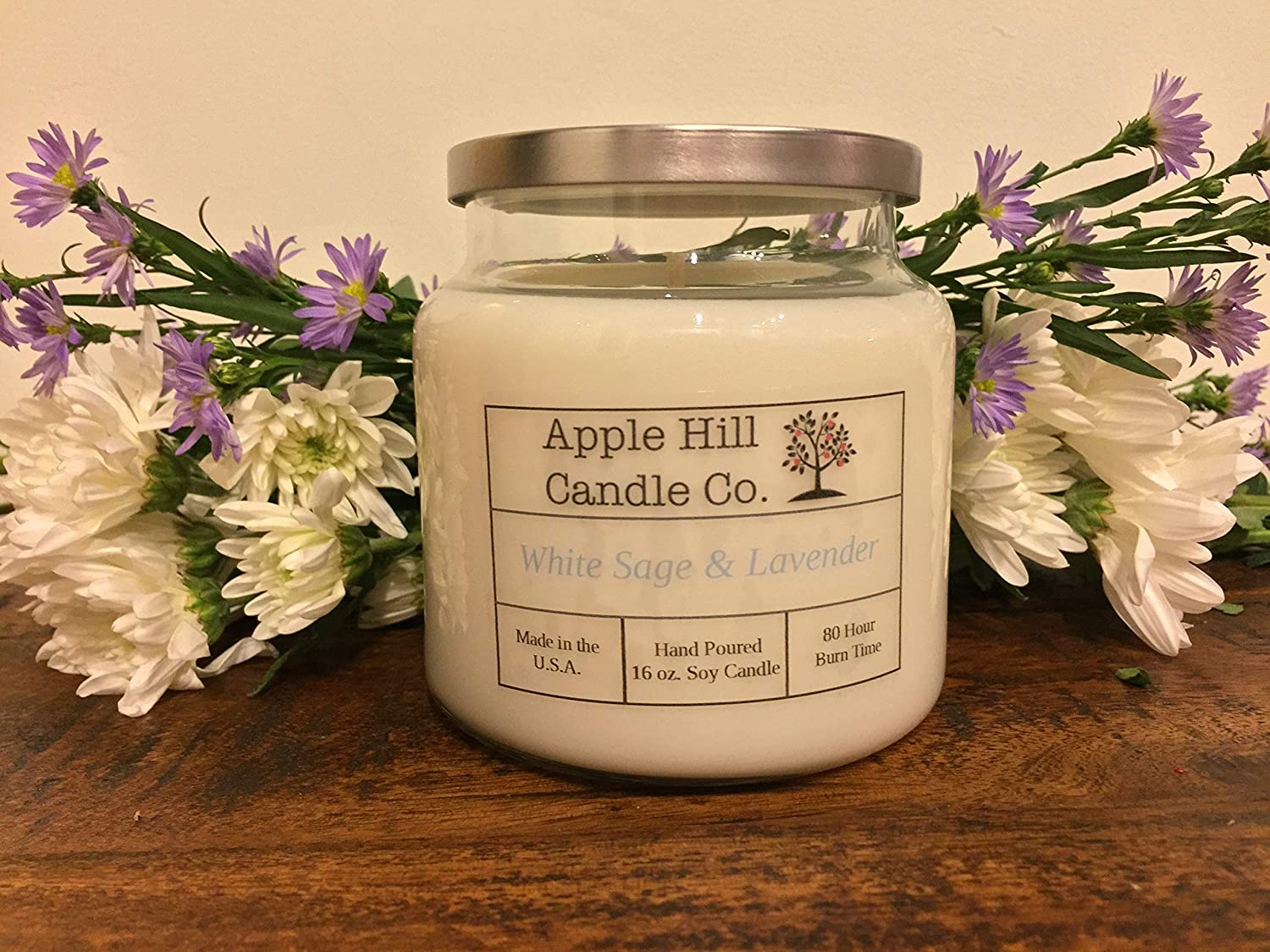 Handmade Natural Soy Candle - White Sage and Lavender (9 oz.)