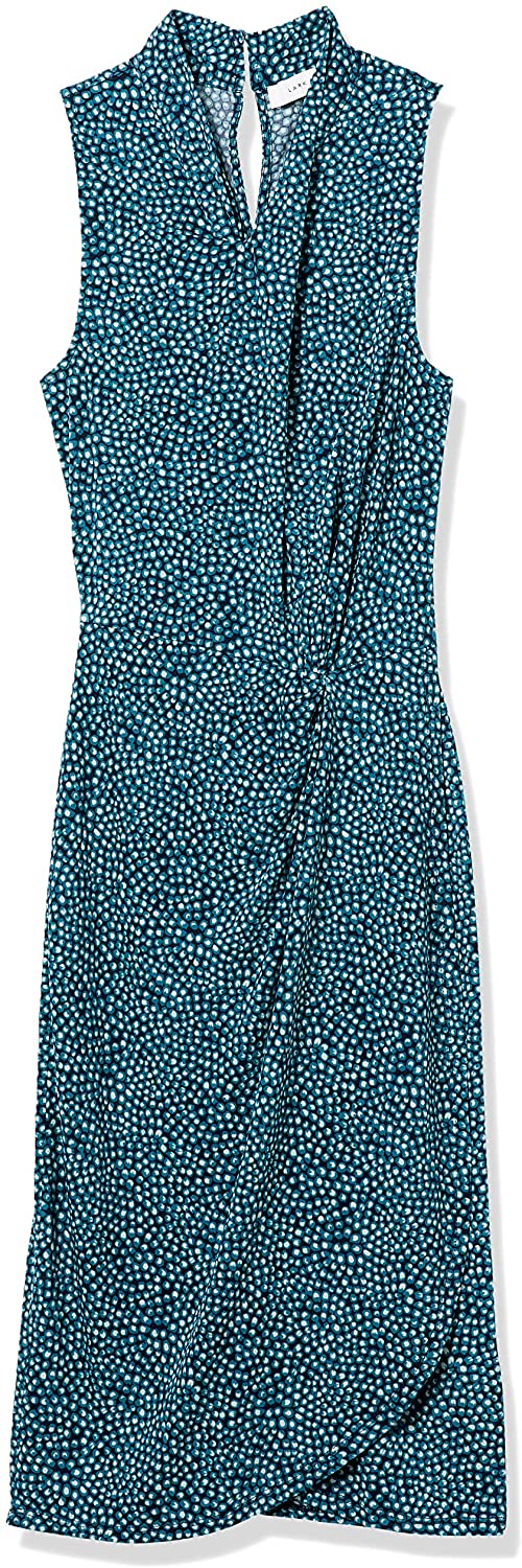 Amazon Brand - Lark & Ro Women's Sleeveless Crossover Twist Neck Faux Wrap Dress