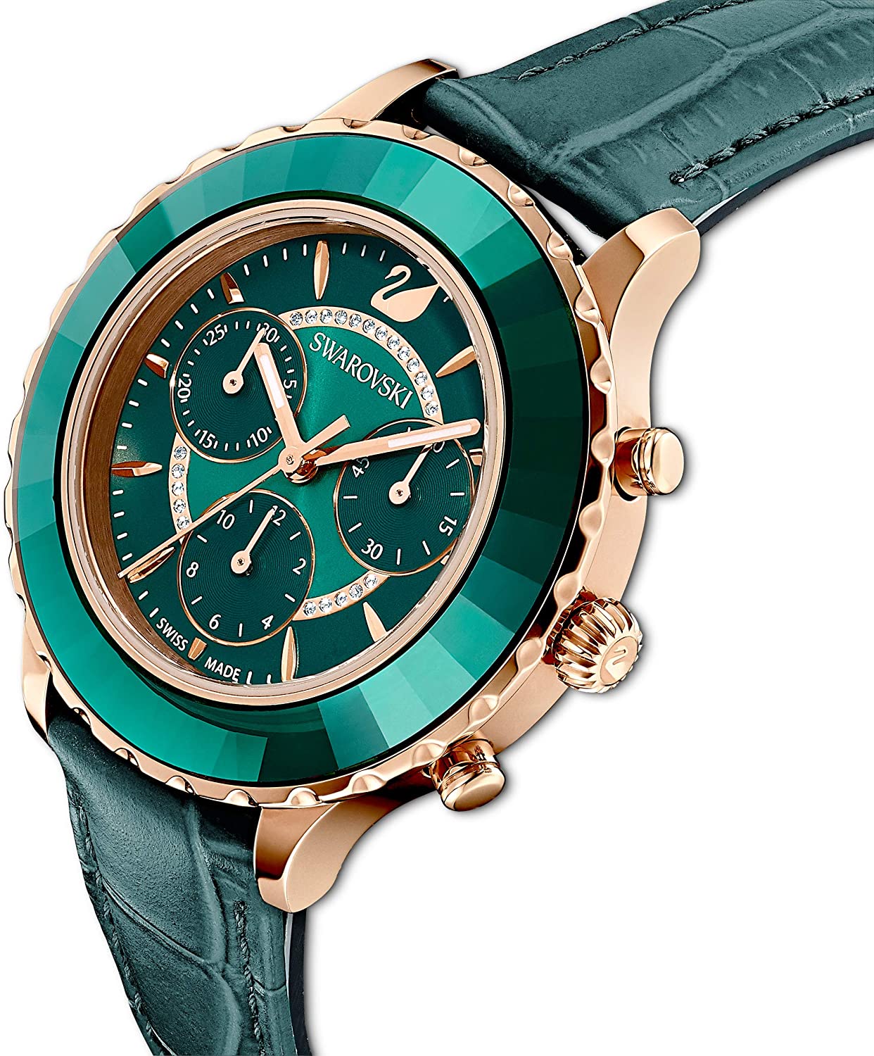 SWAROVSKI Women's Octea Lux Chrono Crystal Watch Collection, Leather Strap - JOY2ESpree