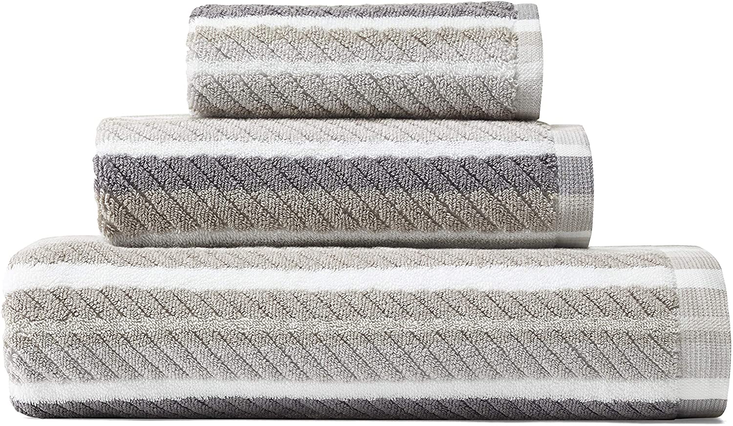 Tommy Bahama Ocean Bay Stripe Bath Towel Set, 54 x 28, Grey