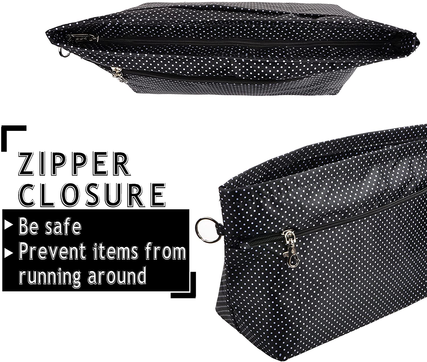 Vercord Purse Organizer Insert Bag Tote Handbags Pocketbook Inserts Organizers Zipper 11 Pockets Black Medium