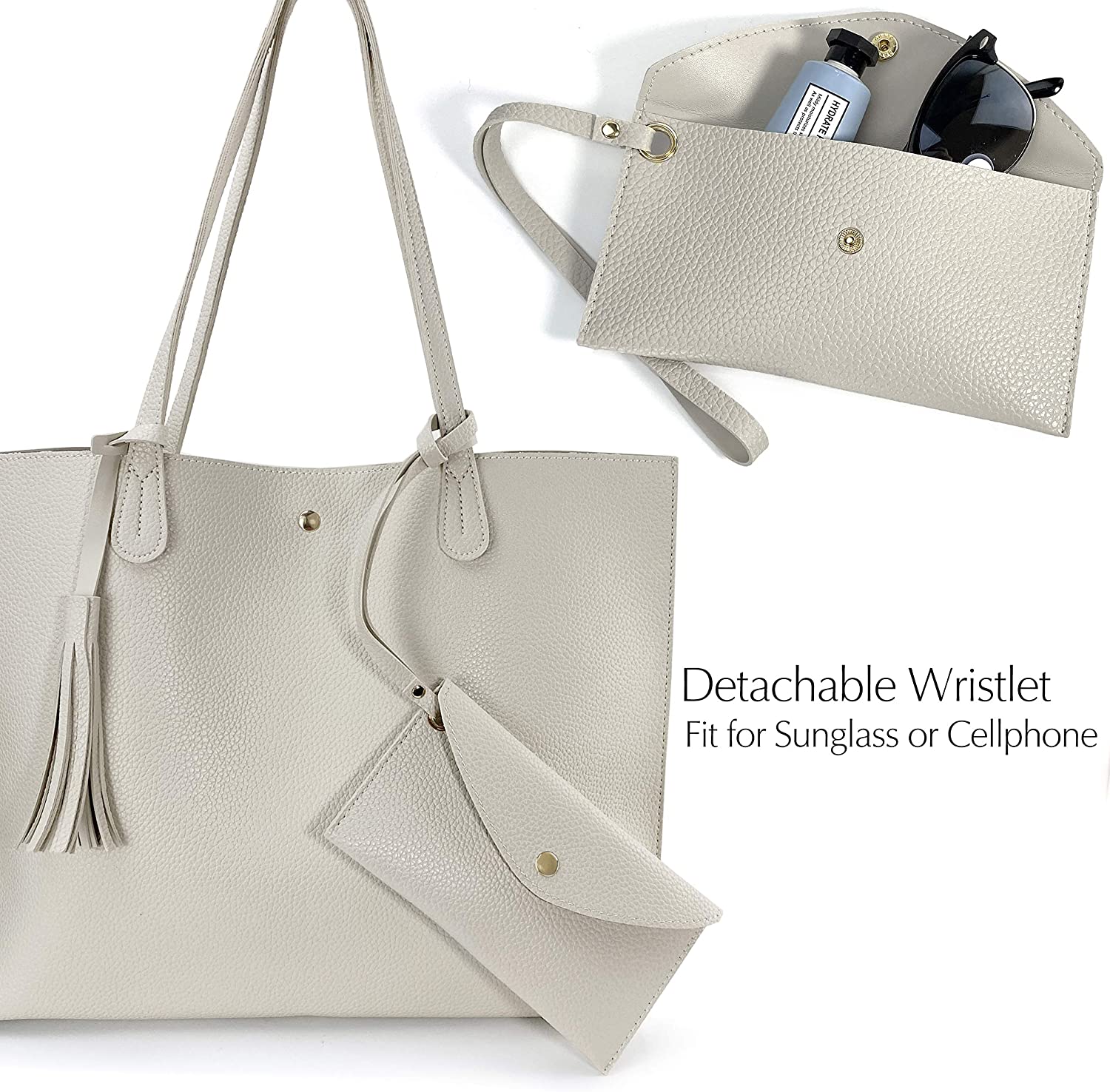 Minimalist Clean Cut Pebbled Faux Leather Tote Womens Shoulder Handbag