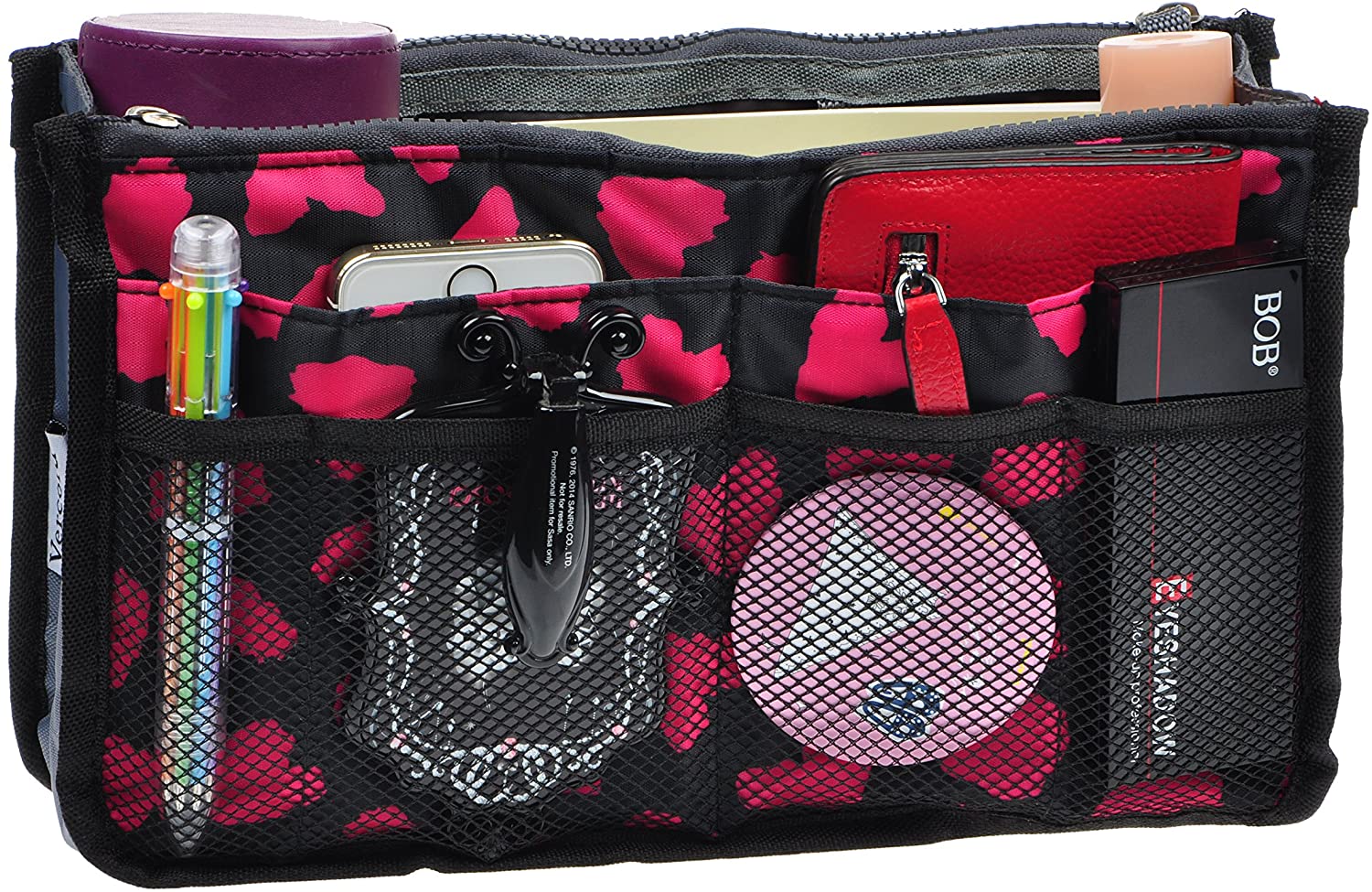Vercord Purse Organizer Insert for Handbags Bag Organizers Inside Tote Pocketbook Women Nurse Nylon 13 Pockets Black Medium