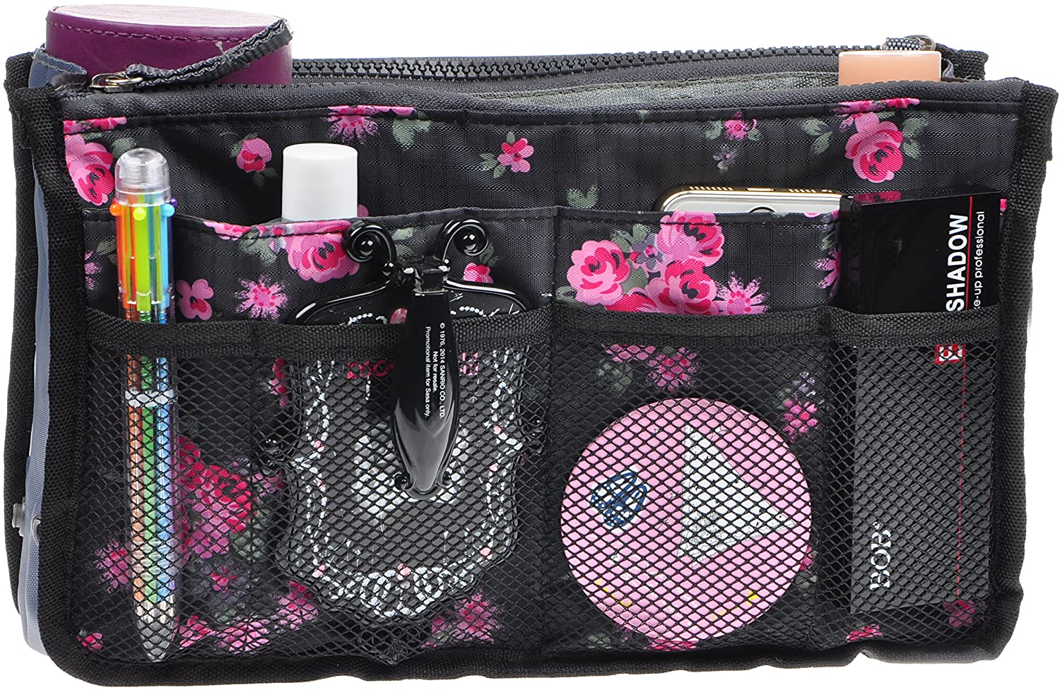 Vercord Purse Organizer Insert for Handbags Bag Organizers Inside Tote Pocketbook Women Nurse Nylon 13 Pockets Black Medium