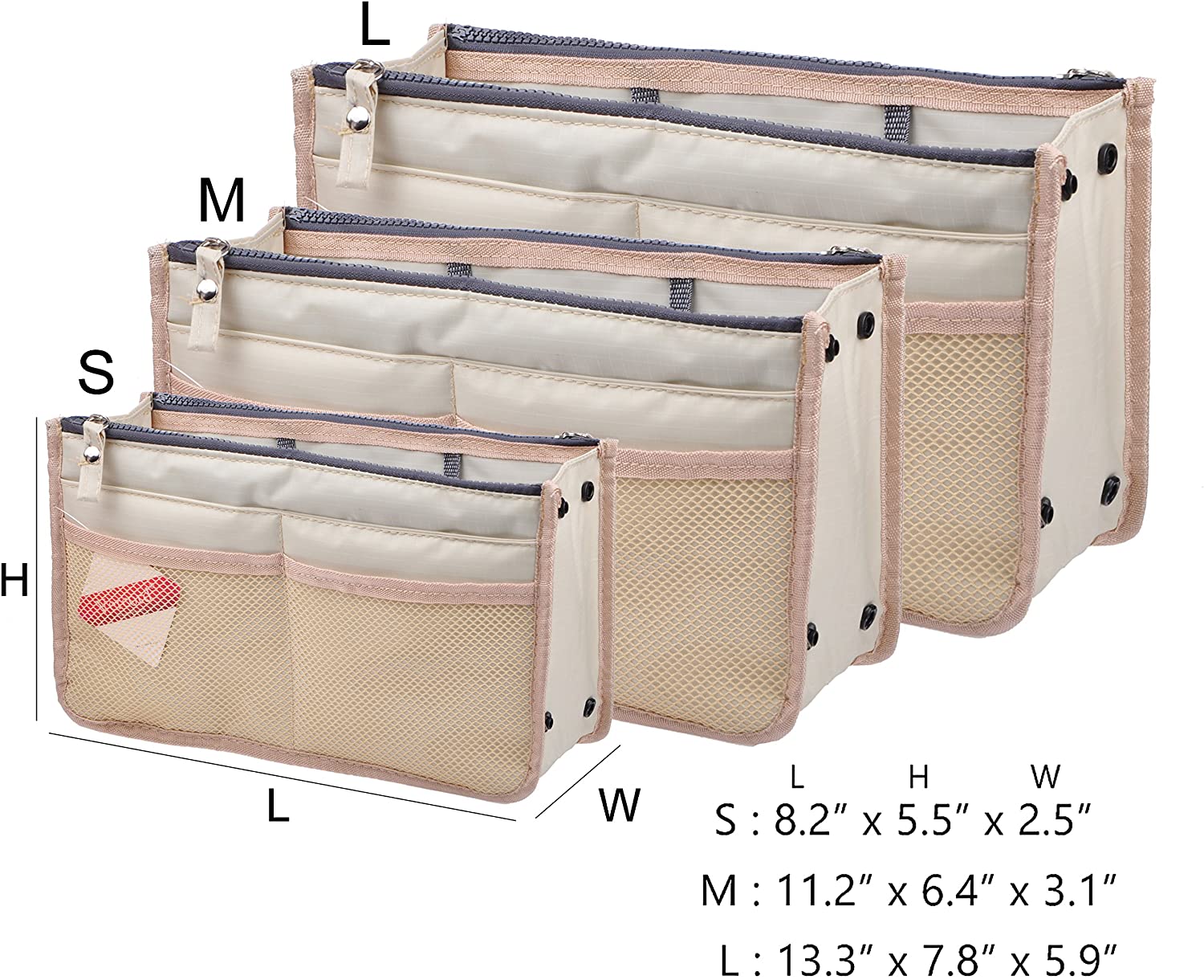 Vercord Updated Purse Handbag Organizer Insert Liner Bag in Bag 13 Pockets Purple Small