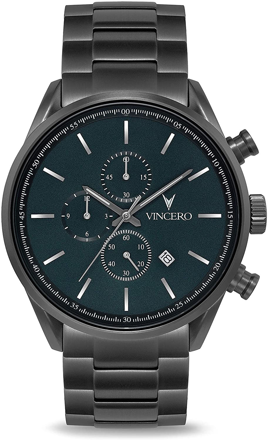 Vincero Luxury Men's Chrono S Wrist Watch - Top Grain Italian Leather Watch Band - 43mm Chronograph Watch - Japanese Quartz Movement…