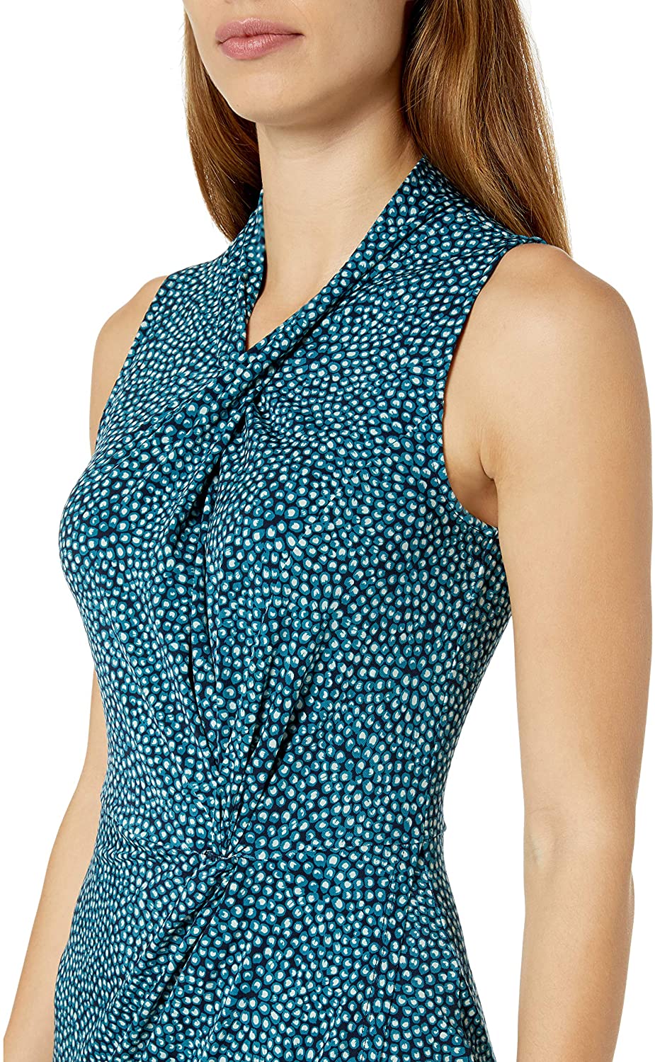 Amazon Brand - Lark & Ro Women's Sleeveless Crossover Twist Neck Faux Wrap Dress
