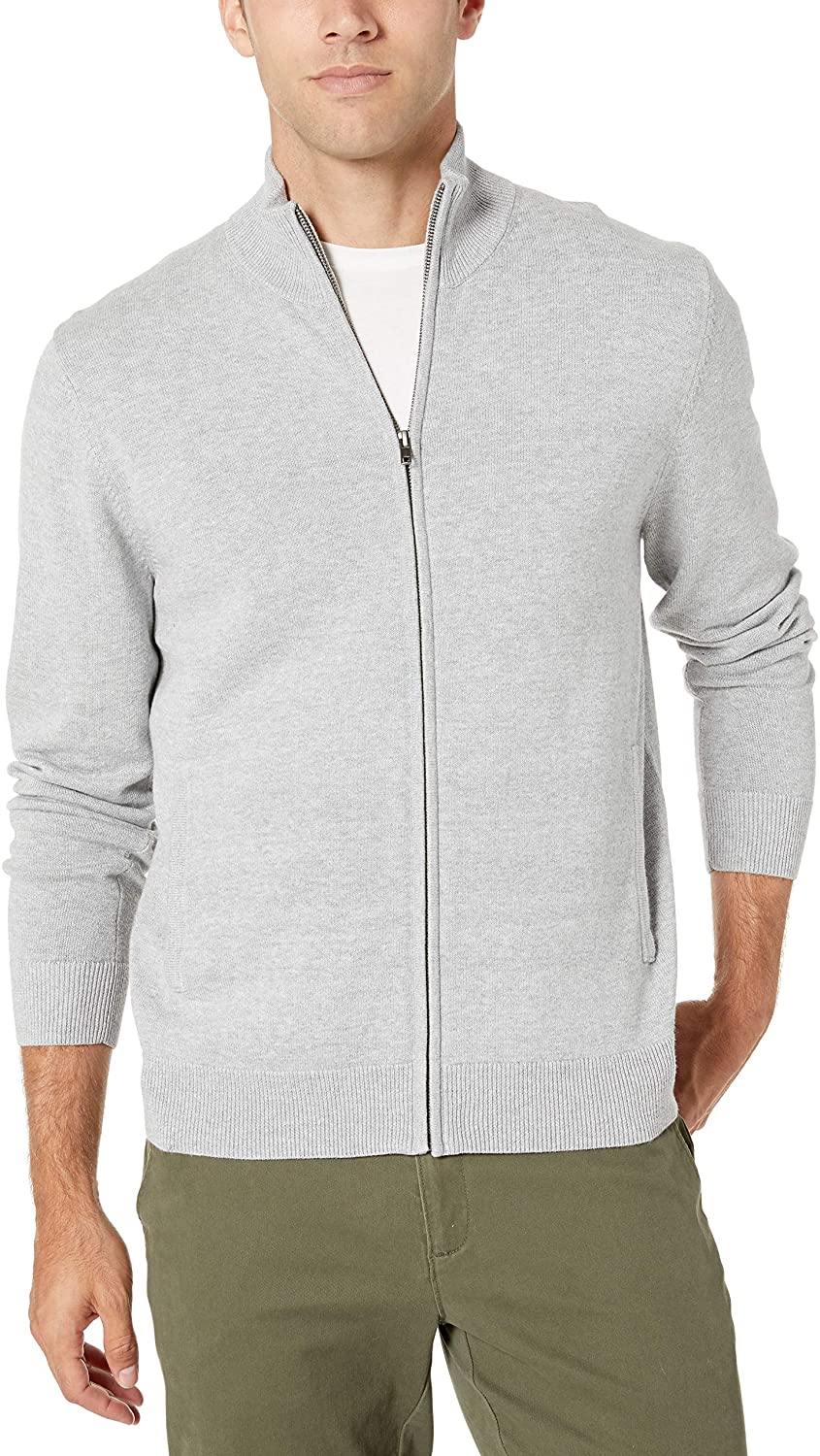 Amazon Essentials Men's Full-Zip Cotton Sweater