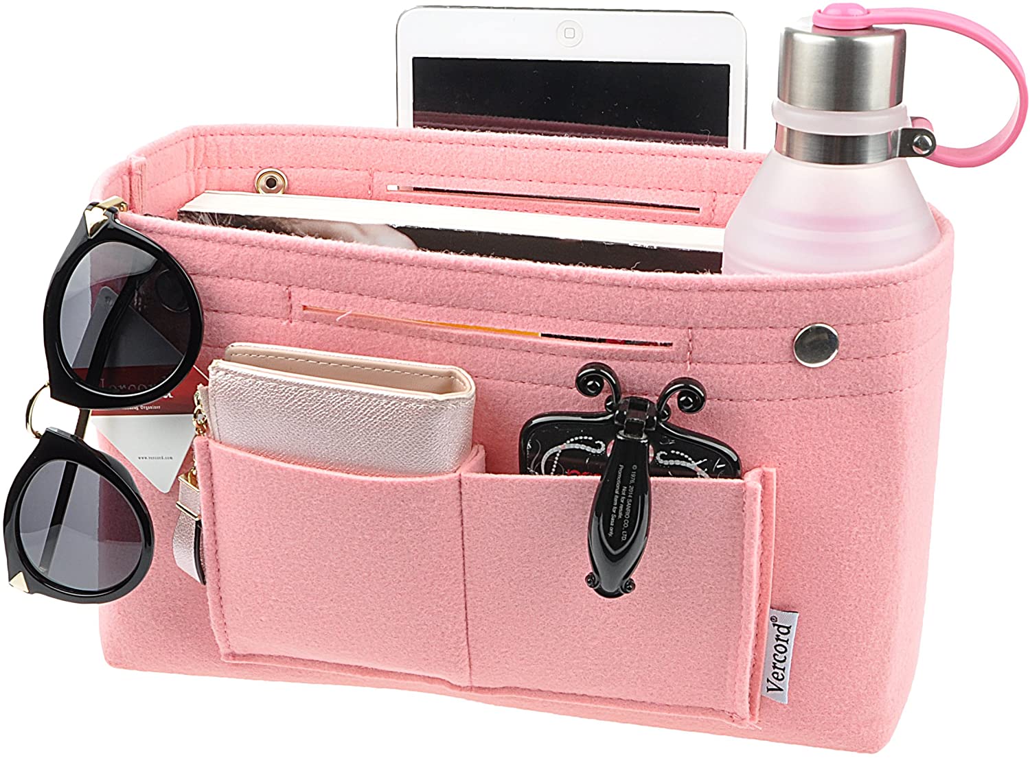 Vercord Felt Tote Handbag Purse Pocketbook Organizer Insert Divider Shaper Bag in Bag