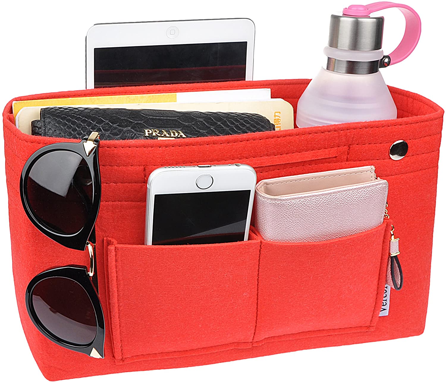 Vercord Felt Tote Handbag Purse Pocketbook Organizer Insert Divider Shaper Bag in Bag