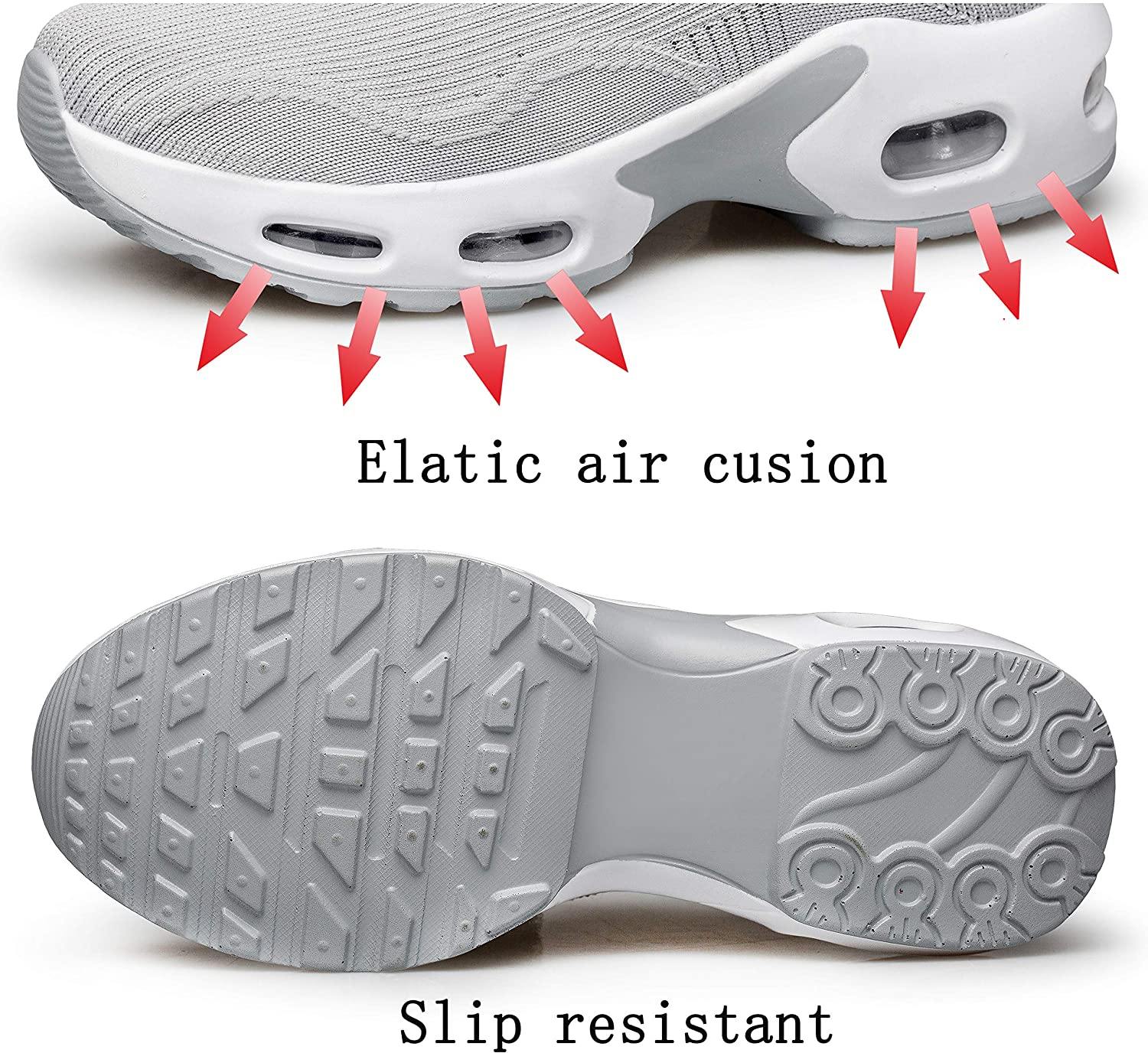 PDBQ Women's Walking Shoes Sock Sneakers Mesh Slip On Air Cushion Nurse Shoes Platform Loafers Breathable Lightweight Comfortable Socks Shoes