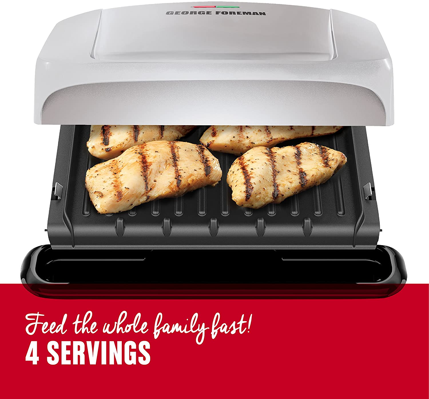 George Foreman 4-Serving Removable Plate Grill and Panini Press, Black, GRP360B - JOY2ESpree