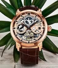 
                        
                          Muat gambar ke penampil Galeri, Stührling Original Mens Watch Stainless Steel Automatic, Skeleton Dial, Dual Time, AM/PM Sun Moon,Genuine Leather Strap 371 Watches for Men Series
                        
                      