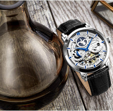 
                        
                          Muat gambar ke penampil Galeri, Stührling Original Mens Watch Stainless Steel Automatic, Skeleton Dial, Dual Time, AM/PM Sun Moon,Genuine Leather Strap 371 Watches for Men Series
                        
                      