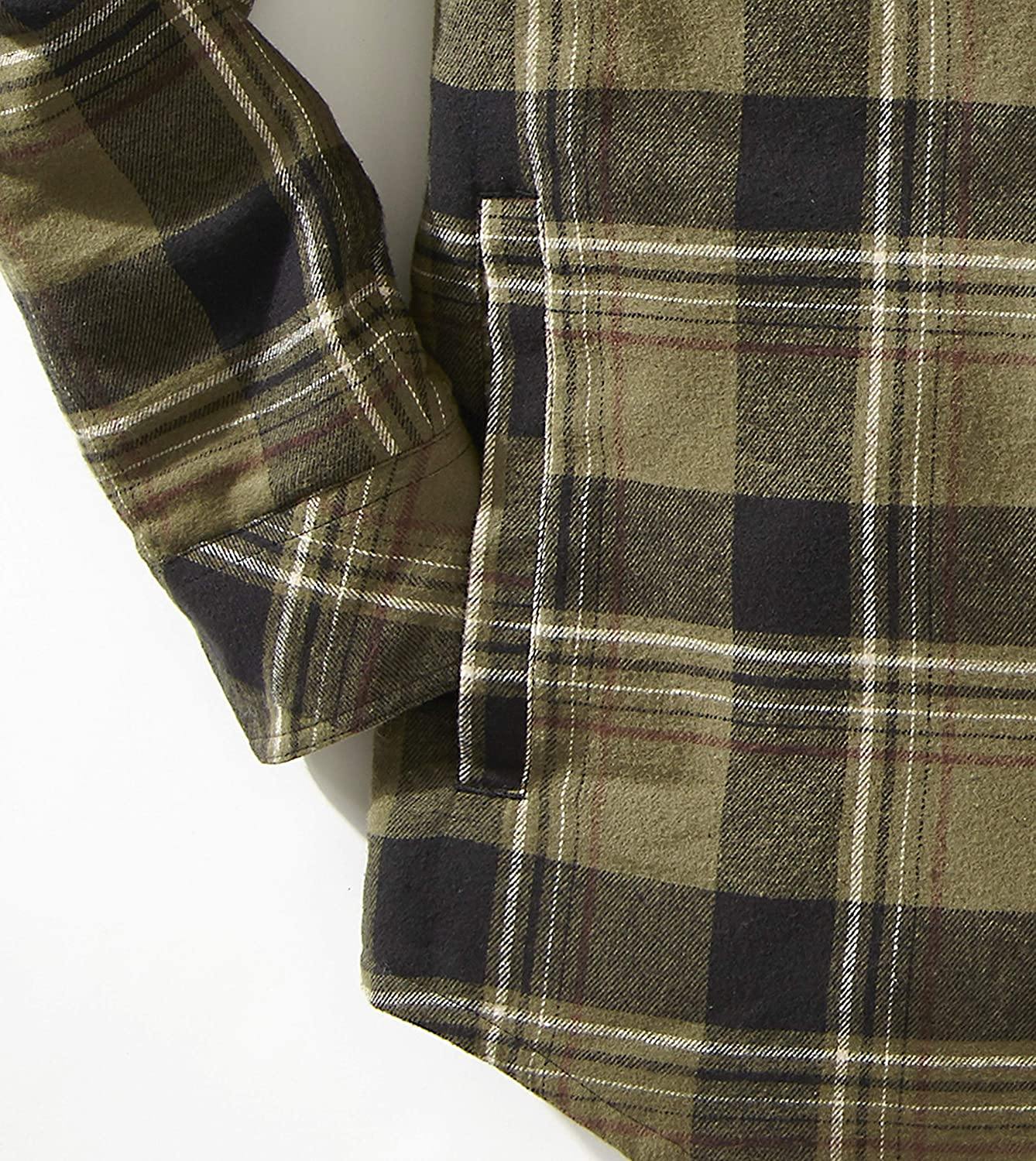 Venado Men's Plaid Shirt Jacket -Long Sleeved Quilt Lined Brushed Flannel Rugged Shirt