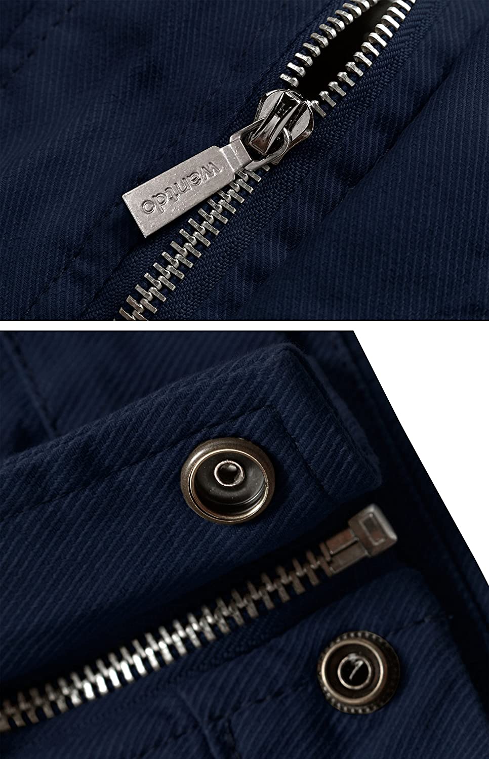 Wantdo Men's Cotton Stand Collar Lightweight Front Zip Jacket