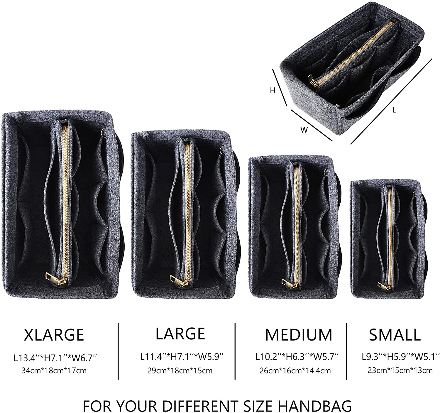 Vercord Felt Organizer Insert for Purse Handbag Tote Bag in Bag Inside Shaper Divider Neo Beige Small