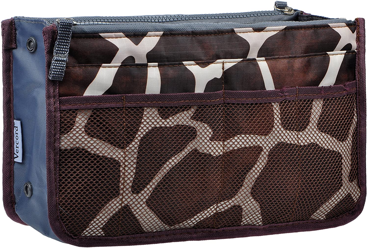 Vercord Purse Organizer Insert for Handbags Bag Organizers Inside Tote Pocketbook Women Nurse Nylon 13 Pockets Black Medium