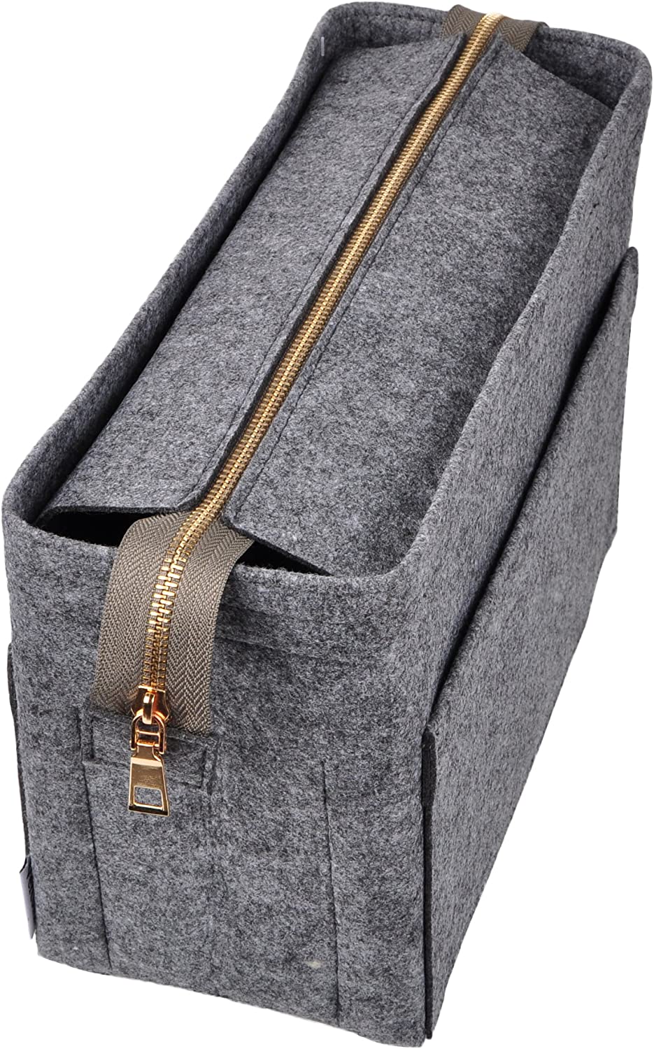 Vercord Felt Zipper Handbag Tote Purse Duffel Backpack Organizer Insert Beige Medium