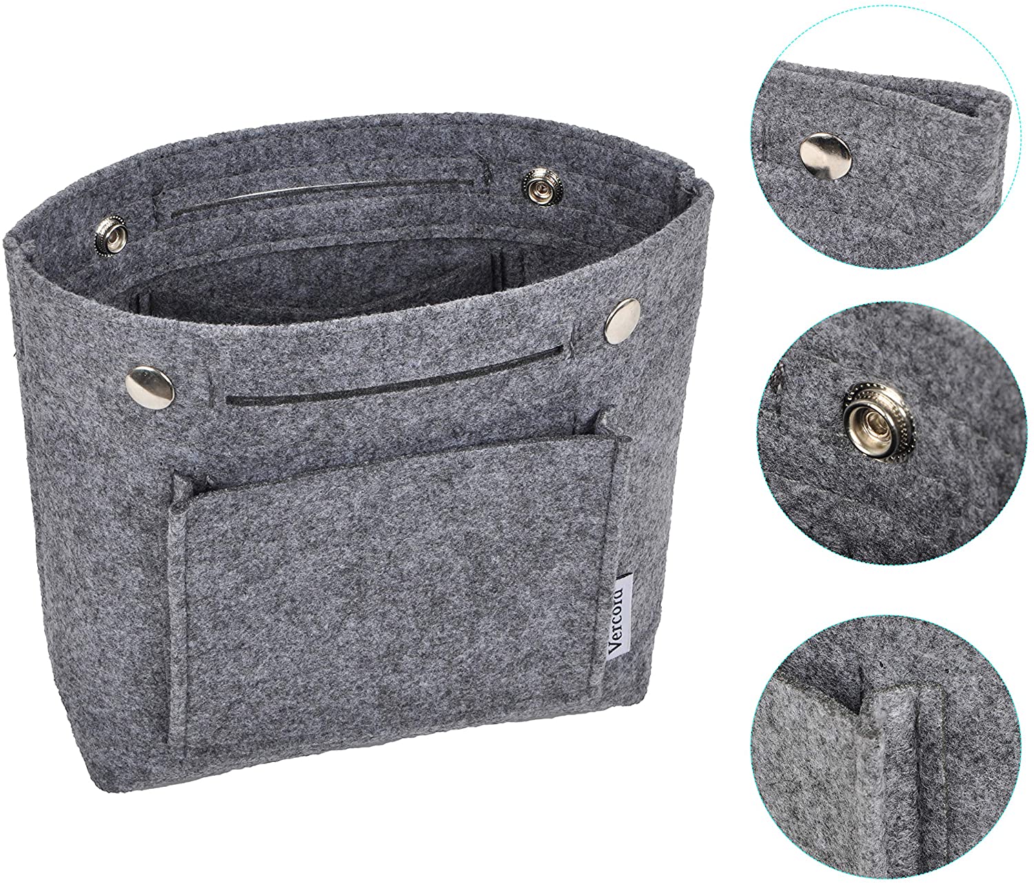 Vercord Felt Tote Handbag Purse Pocketbook Organizer Insert Divider Shaper Bag in Bag