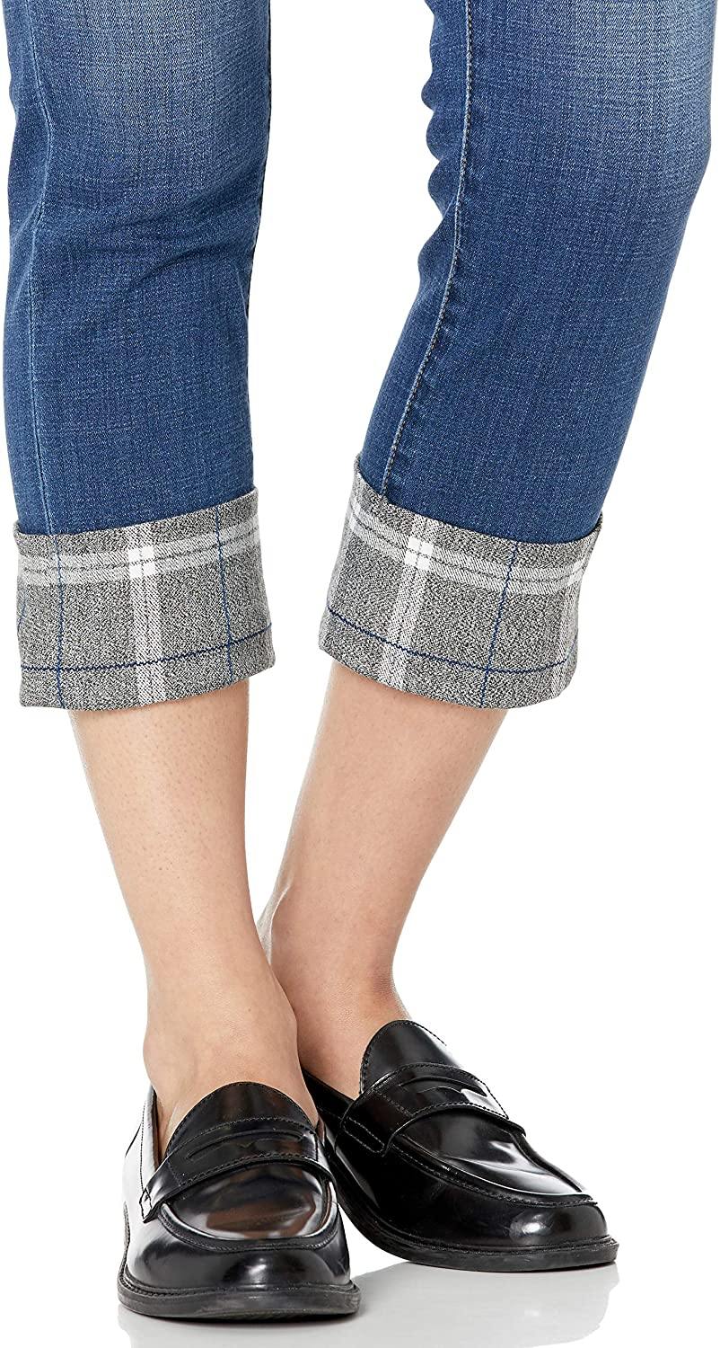 Jag Jeans Women's Petite Carter Girlfriend Jean W/Plaid Cuff