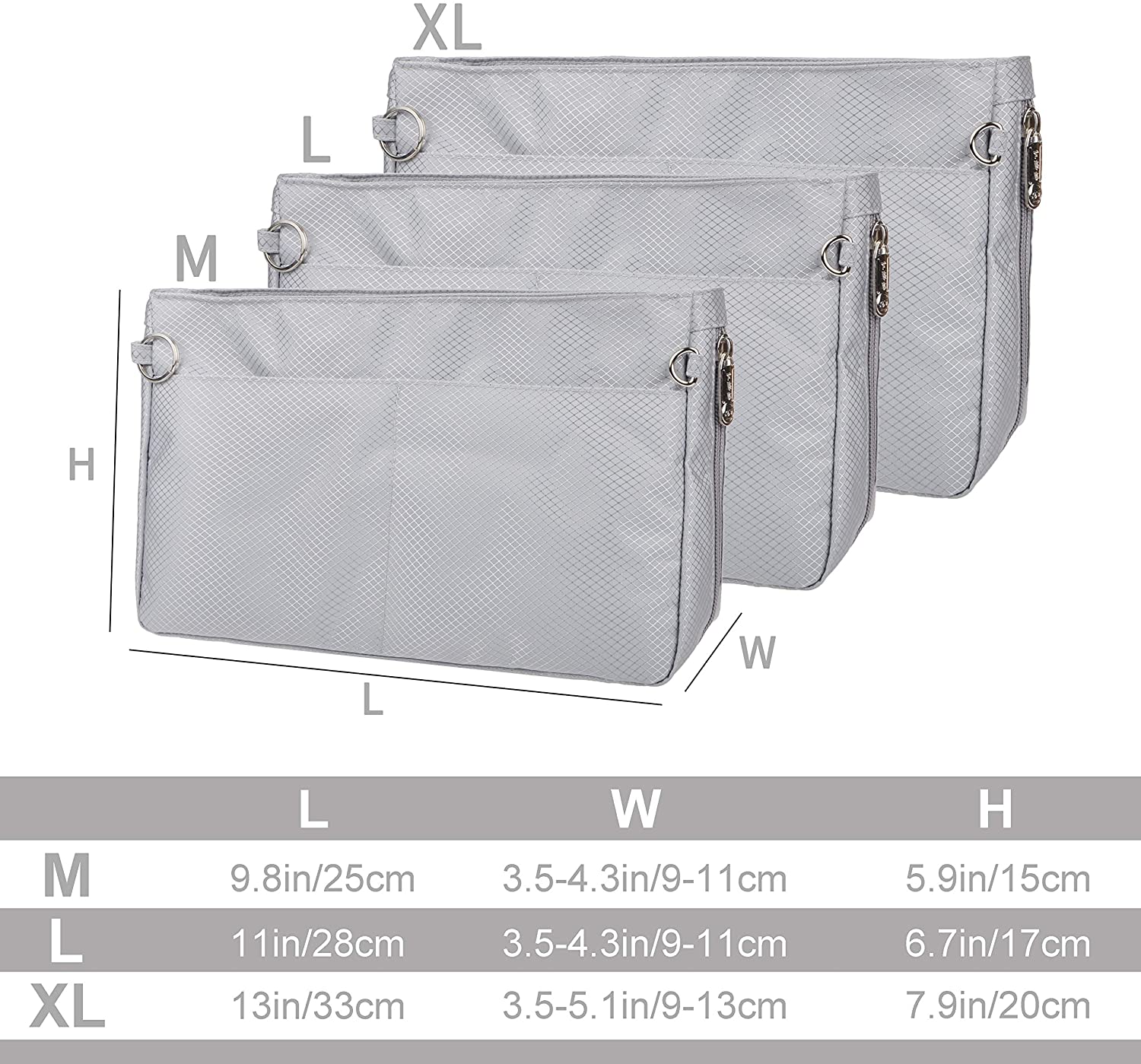 Vercord Expandable Nylon Handbag Purse Organizer Insert Liner Shaper Bag