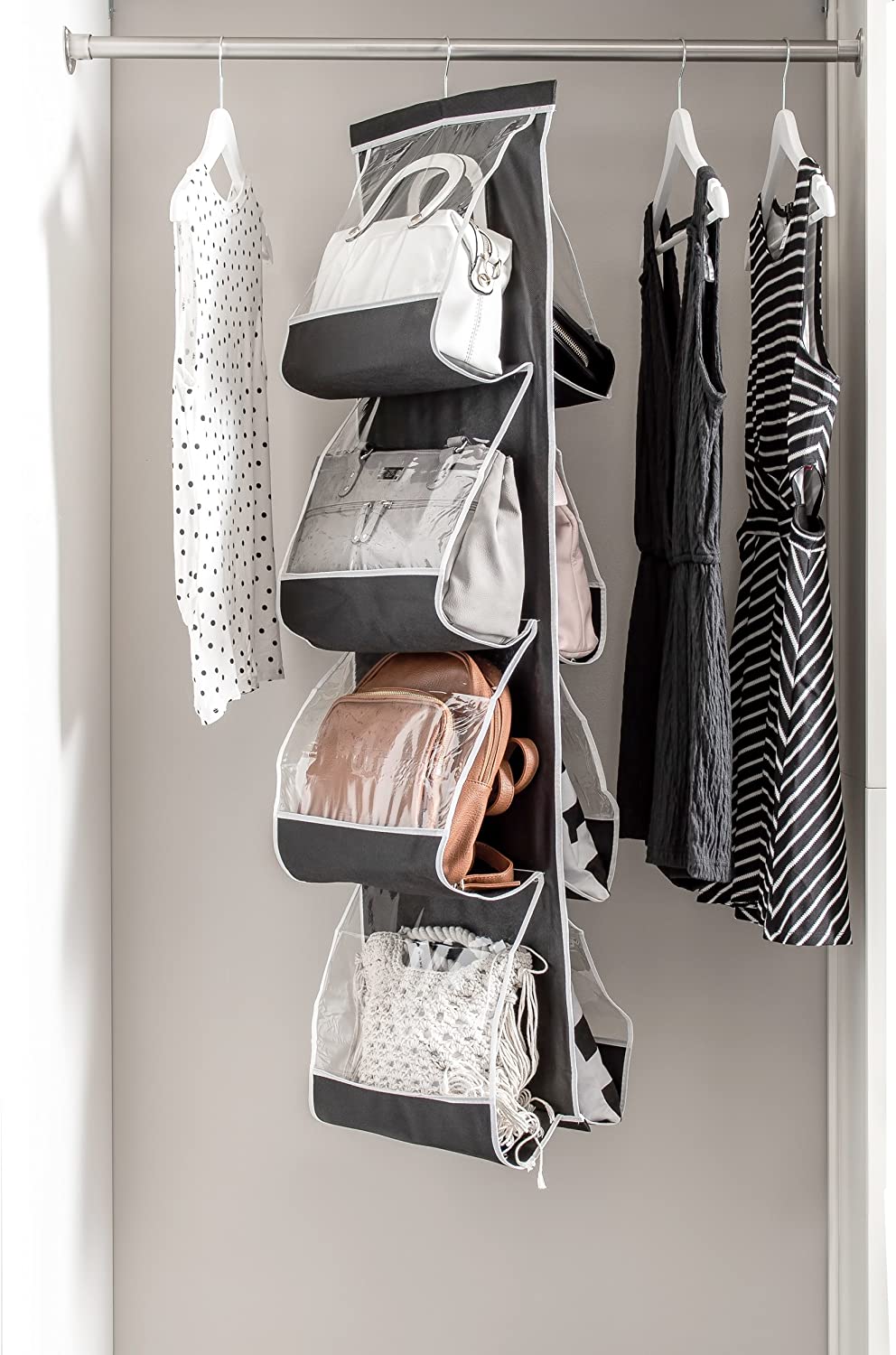 Zober Hanging Purse Organizer For Closet Clear Handbag Organizer