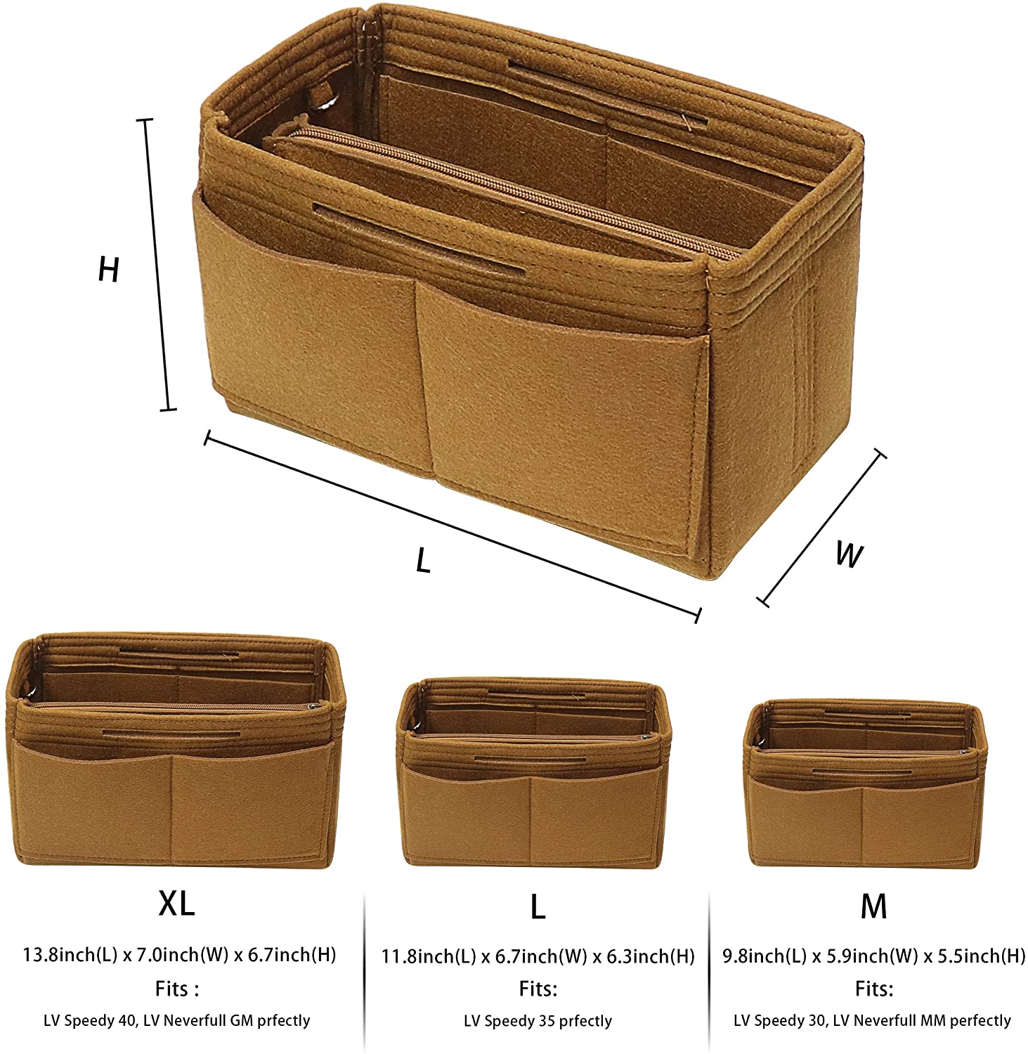 Purse Handbag Organizer Insert, MISIXILE Felt Bag Organizer with Handles